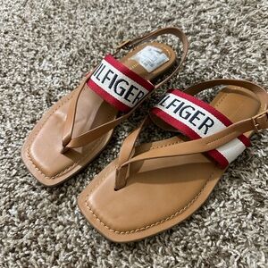 Tommy Hilfiger Brown Sandals with Red Straps